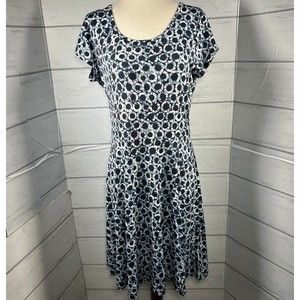 Michael Kors Womens Shift Dress Short Sleeve Polyester Navy Blue Size Medium $99